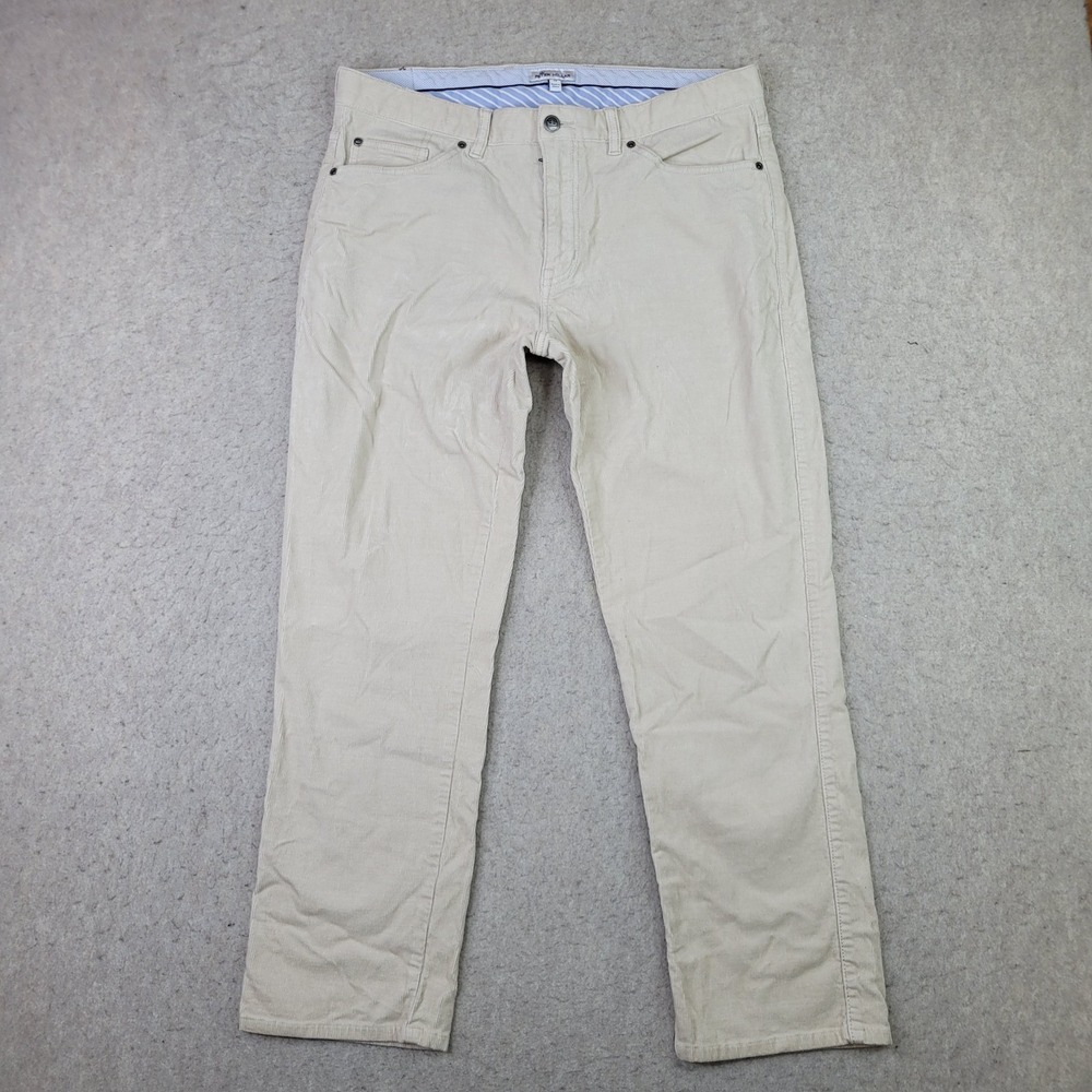 Peter Millar Corduroy Chino Pants Mens 35x28 Beige Flat Front Business Golf
